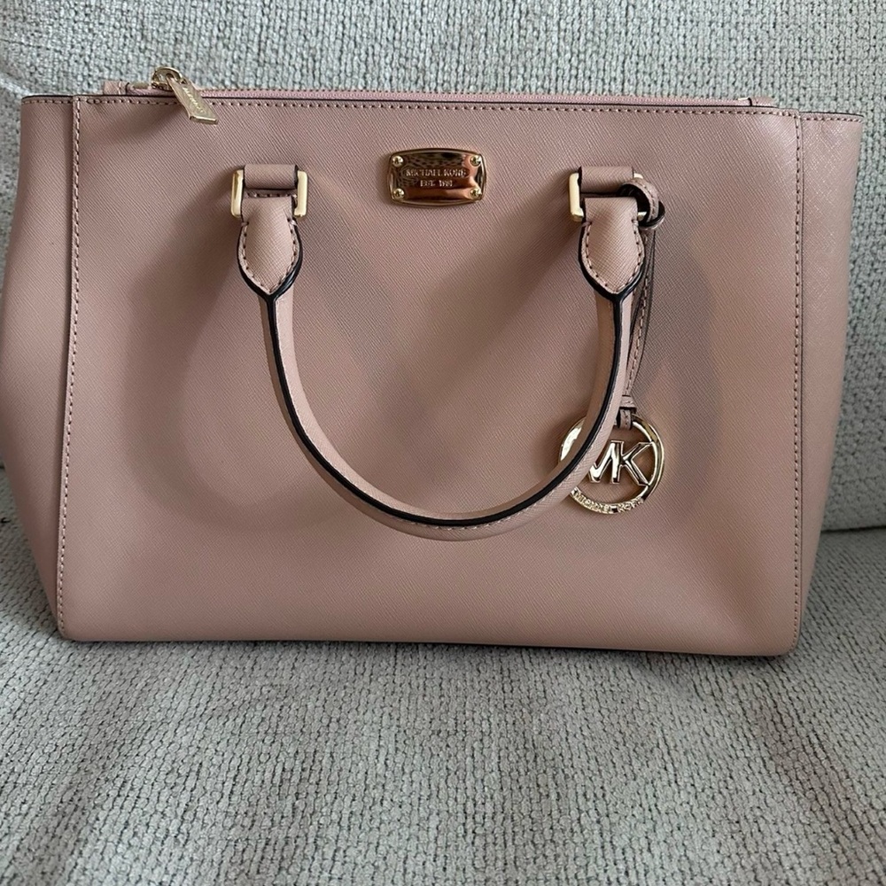 Michael Kors Pink Satchel with Gold Accents and Smooth Leather